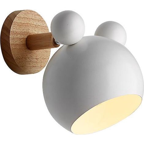lampe Murale Crative En Bois De Dessin Anim Blanc 1 Pice Lampe Murale Led Macaron Scandinave Lampe De Chevet Pour Enfants Pour Couloir, Salon, Caf (1/5)