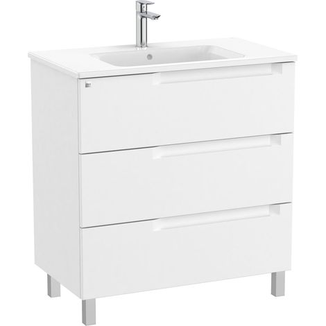 Unik pack de 3 tiroirs + lavabo au centre ALEYDA - ROCA Couleur : Blanc mat - Dimensions : 805x460x740 mm (1/2)
