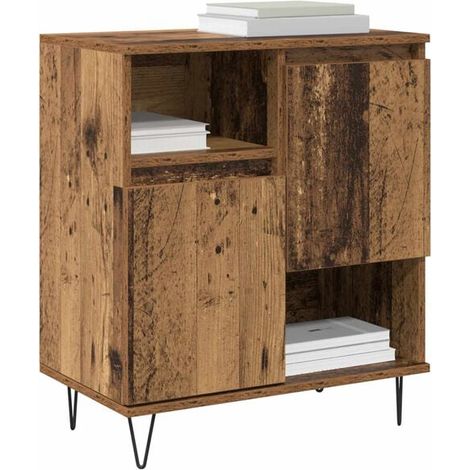 Buffet de Cuisine Rétro en Bois Massif, Meuble de Rangement 2 Portes avec Étagères Intérieures, Design Vintage pour Salle à Manger et Salon, Dimensions 60x35x70 cm (1/5)