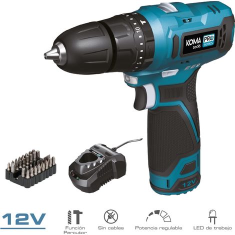 12V Schlagbohrmaschine KOMA TOOLS - 2,0Ah Akku - Ladegerät - Zubehör (1/5)