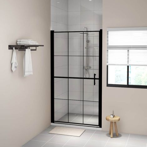 Porte de douche verre trempé 100x178 cm noir (1/5)