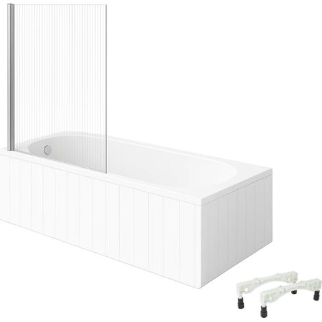 Bañera derecha con patas 170x75 cm, color blanco VILLEROY & BOCH O.Novo + Mampara de bañera izquierda AURYS Raywall cromada