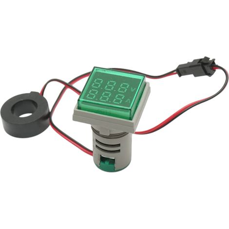 Indicatore digitale amperometro e voltmetro LED bianco 0-100A/50-500V AC Ø 22mm Breckner Germany (1/4)
