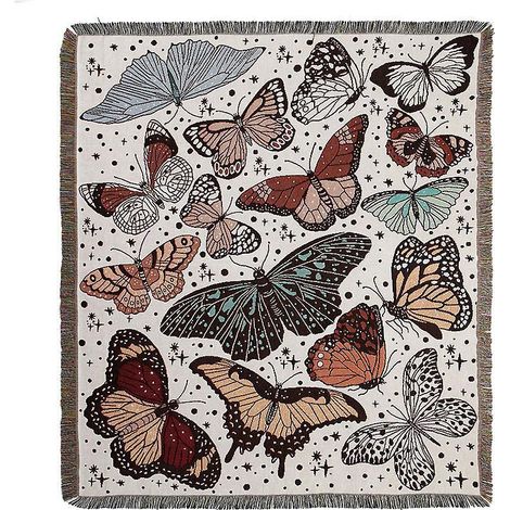 1 Pice 160x130cm Couverture Plaid Papillons Tricote Dcore Avec Des Franges Bohme Simple Doux Confortable Protger Contre Le Froid Pour Canap Sofa C (1/5)
