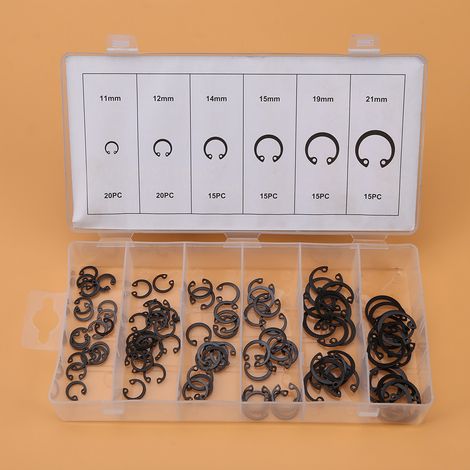 Assortiment de 100 circlips à ressort de 11 à 21 mm (6 tailles) avec boîte (1/5)