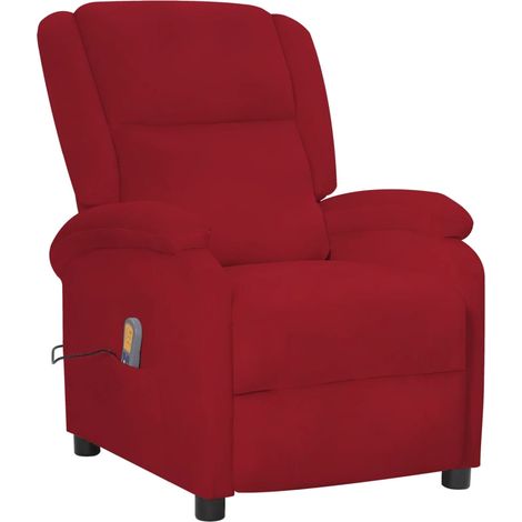Fauteuil Relax inclinable Fauteuil de massage - Fauteuil de Relaxation Rouge bordeaux Velours BV673376 - BonneVie (1/5)
