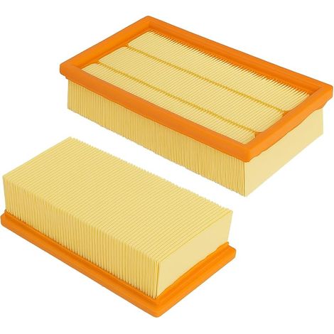Lot de 2 filtres plats plissés compatibles avec NT 25/1 Ap, NT 35/1 Ap, NT 35/1, NT 45/1, NT 55/1, NT 361, NT 561, NT 611 Tact, Te, M, Éco pour 6.904-367.0/69043670 (1/5)