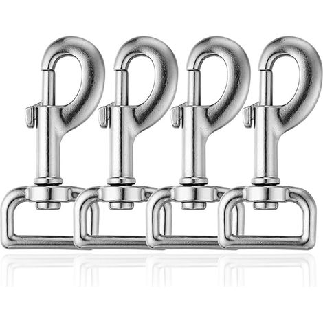 4 Stück Karabiner mit Drehgelenk, silberner Aufhänger mit Drehgelenk, Karabiner, Haken mit Drehgelenk, für Hundehalsband, Hängematte, Pferdegeschirr (1/5)