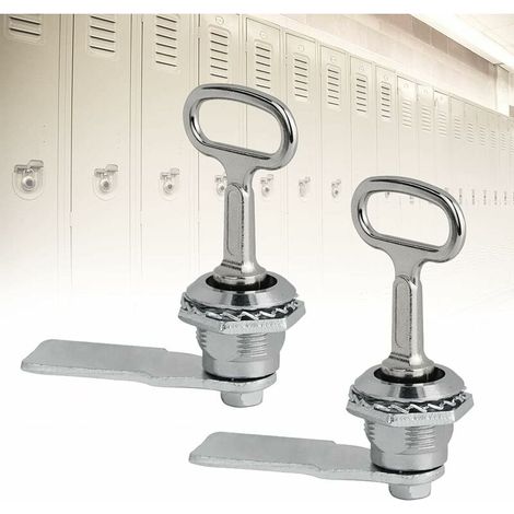 Lot de 2 verrous à came cylindriques en alliage de zinc avec clé triangulaire pour boîte aux lettres, tiroir d'armoire et portes. (1/5)
