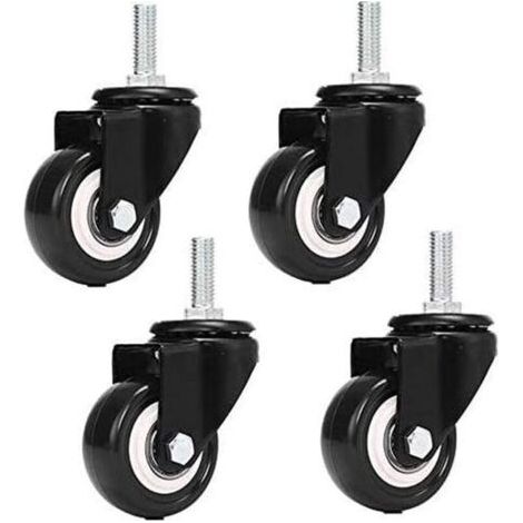 M8x25mm 4 pièces de support de charge 240 kg chariot roulette tournante PU meubles poudre remplacement (sans roulettes de frein),--