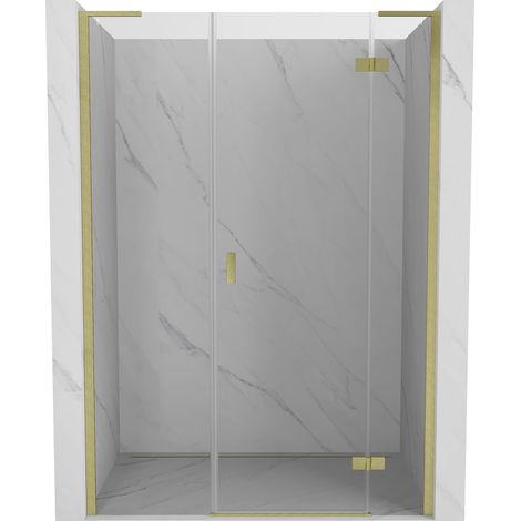 Mexen Mist-H L Duschtür rechts öffnend 160 cm, transparent, gebürstetes Gold - 8A5L-160-001-55-00-P