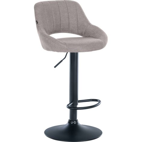 Sgabello da bar regolabile in altezza x1 in tessuto grigio con schienale traforato e base in metallo nero 100005944