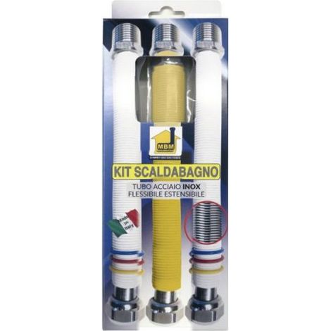 Flexible extensible boiler water heater kit 200 400 mm, 1 yellow gas 3/4 MF 2 white gas / water 1/2 MF gas UNI11353 water DM 174