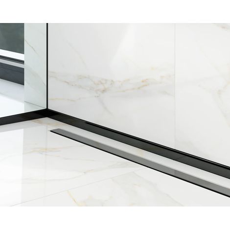Profilo doccia a pavimento frontale nero lucido - 1300 x 30 x 12 mm