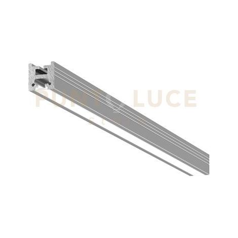 RIGA P - PROFILO IN ALLUMINIO SEZIONABILE PER INSTALLAZIONE PARETE/SOFFITTO/SOSPENSIONE PIU STAFFE CON DIFFUOSRE MT2 COLORE ARGENTO