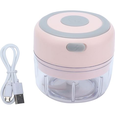 Hachoir à Ail Électrique 100ml USB Rechargeable Rose pour Cuisine - Broyeur à Viande Portable (1/5)