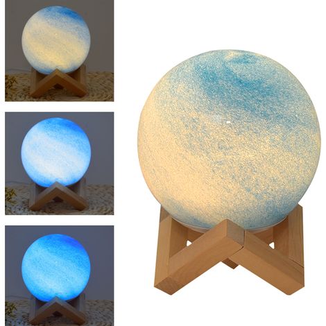 Lampe de table planète originale décorative en verre multicolore télécommande variateur veilleuse pour chevet chambre d'hôtes (1/4)