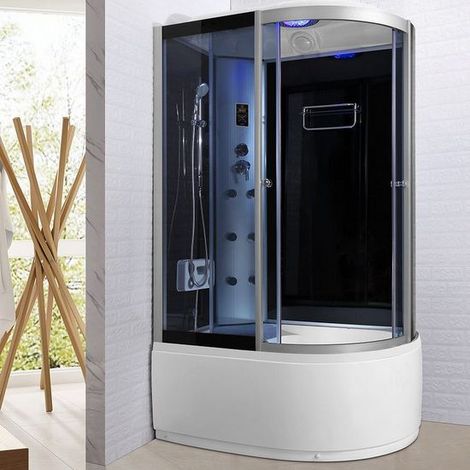Bagno Italia Cabina doccia idromassaggio box semicircolare 6 getti multifunzione 120x80 cm con vasca e bluetooth (1/5)