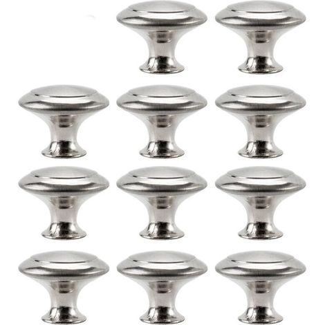 Set mit 20 runden Schranktürgriffen aus gebürstetem Nickel, Edelstahl mit Schrauben, für Küche, Bad und Schlafzimmer (silber). (1/5)