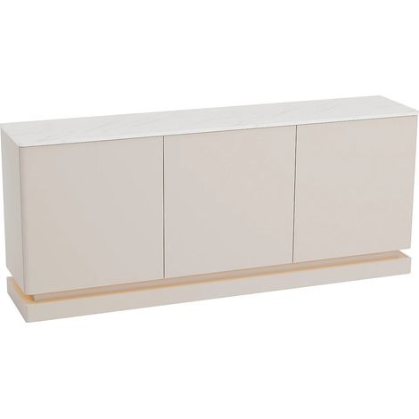 Credenza 3 ante con LED in MDF Beige ed effetto marmo Bianco - DEVIKA di Pascal MORABITO (1/5)