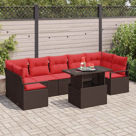 Set Divano da Giardino con cuscino 8 pcs Marrone Poly Rattan vidaXL (1/5)