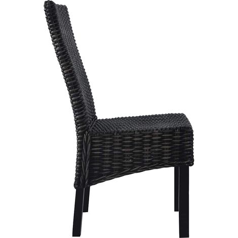 vidaXL Sillas de comedor 2 unidades ratán Kubu y madera caoba negro (1/2)