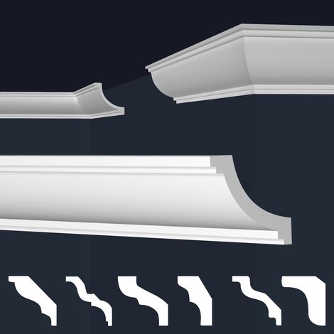MARBET DESIGN Cornici in XPS Polistirolo Bianco per Soffitto e Pareti, Modelli di Cornici E-Cornici: 50 metri / 25 strisce, E-36 / 56x56mm (de)