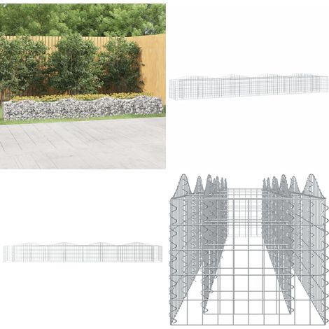 Lit surélevé à gabions arqué 400x50x50 cm Fer galvanisé - Jardiniere En Gabion - Bordure Jardin - Bac Acier - Pot Fleuri Extérieur - Décoration Jardin - Home & Living (1/5)
