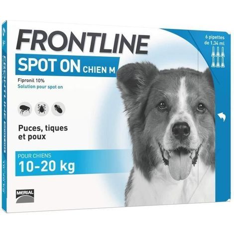 Frontline Spot On Dog - Anti-puces et anti-tiques pour chiens M - 10-20 kg - 6 pipettes (1/5)