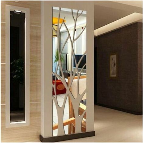 Specchio da parete autoadesivo 3D argento 100x28cm – Acrilico leggero – Decorazione d'interni per soggiorno e camera da letto – Facile da riposizionare -Crezuo