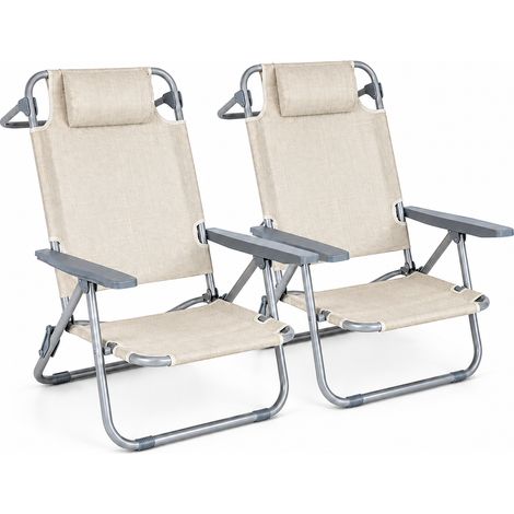 Pack 2 Sillas Plegables Reclinable Con Reposacabezas Portátil (1/5)