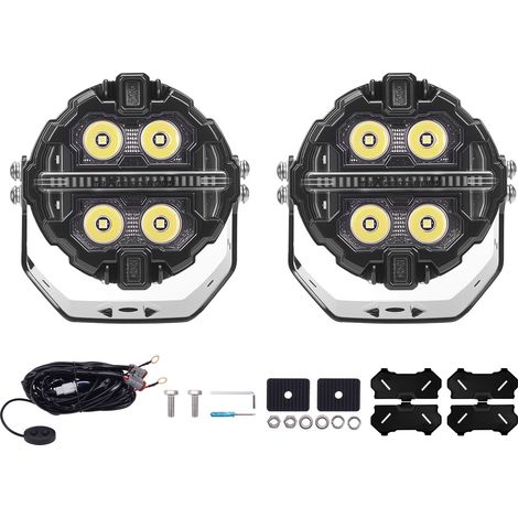 Feux LED Auxiliaires 3.5" 160W Spot RGB DRL IP68 For SUV ATV 4X4 12V Blanc 6000K (1/5)
