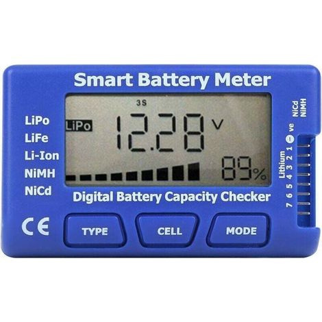 UlisemCompteur de batterie numérique intelligent 5 en 1, vérificateur de capacité de batterie avec écran LCD