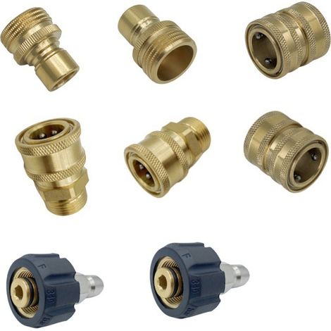 CSPARKV 8PCS Pressure Washer Accessories, Pressure Washer Adapter Kit, Brass Pressure Washer Adapter Set for Hoses and Pumps, M22-14 Female Tap + 3/8" Plug (1/5)