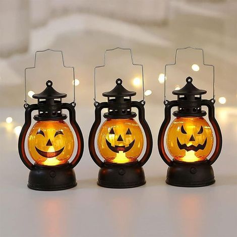3PCS Flashing Light-Up Pumpkin Lanterns for Children Outdoors, LED Lights with Battery Operated Halloween Decorations, Indoor/Outdoor Decorative Lights, Yellow, Energy Class A+ (1/4)