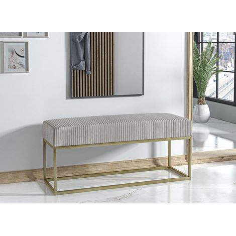 AX LIVING Sitz Bank Acciarolli 2 90 cm – Beige, goldenes Metallgestell