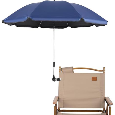 Solar Chair Umbrella with Adjustable Clips, Umbrella with Fixed Clip, for Terrace, Beach, Trolley, Wheelchair, Golf Cart (1/5)