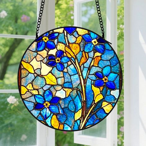 Suspension en vitrail, attrape-soleil coloré artistique minimaliste, décoration porte intérieure, cadeau Fête des Mères, Noël pour femme, maman 30 cm (1/5)