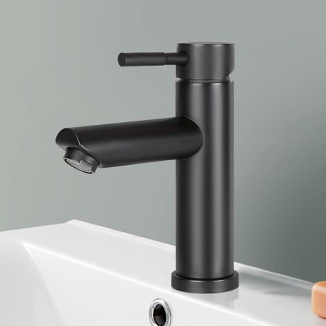 GBLY Wasserhahn Bad Waschtischarmatur Waschbecken - Armatur Schwarz Warm- und Kaltwasserhahn Hochdruck Mischbatterie Einhebelmischer Badarmatur Waschbeckenarmatur für Badezimmer Spül Küche