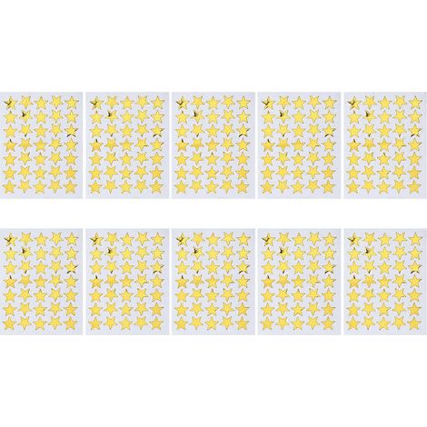 10 autocollants en PVC en forme d'étoile à cinq branches, amovibles et brillants, pour récompenser les élèves et les enfants.-12.5X9.5cm-Golden