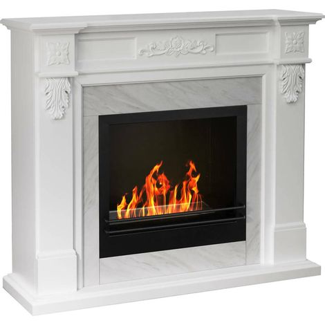 Dmora - Bioethanol-Kamin Dstrefezz, Ökologischer Kamin, Rauchfreies Feuer, Heizung mit Ethanol, Made in Italy, 38x121 h108 cm, Weiß