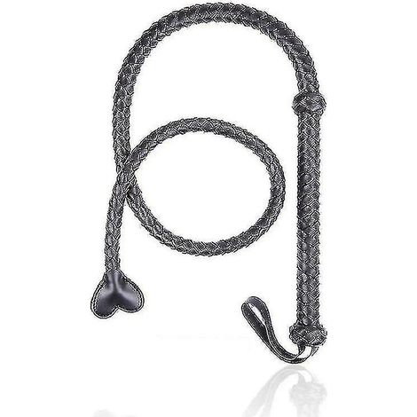 Cheval fouet en cuir de vache véritable (noir) (1/5)