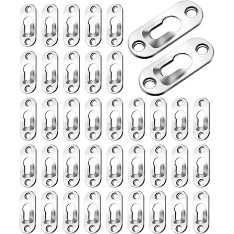 Crochets pour Cadres Photo - Crochets pour Tableaux - 45 pièces - Crochets de Suspension - 43 x 16 mm - Argent - Fer - Crochets pour Tableaux - Crochets de Suspension - Avec vis - Décoration Murale (1/5)