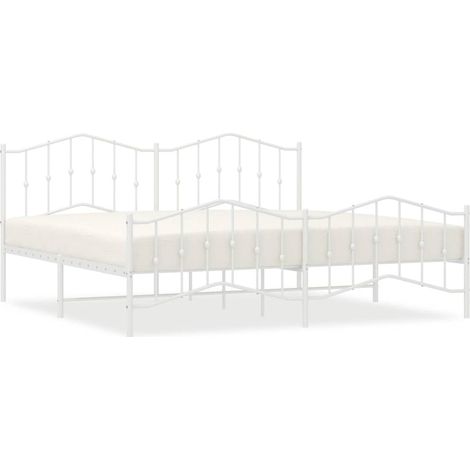 Maison Exclusive - Giroletto con Testiera e Pediera Metallo Bianco 193x203 cm (1/5)