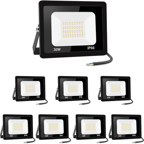 【8PCS】30W spot led extérieur 3000LM IP66 Imperméable Projecteur LED Exterieur Super Brillant Eclairage Extérieur Blanc froid(6000k) Sécurité spot led pour stades, usines, Parking, garage, jardin (1/5)