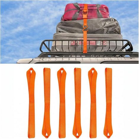 6er Set Zurrschlaufen für Motorrad, ATV, UTV, kratzfest, orange