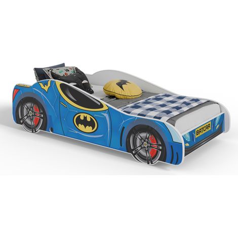 Lit enfant voiture BACCAR 80x160, avec matelas et sommier, multicolore pour garçon, pour chambre d'enfant