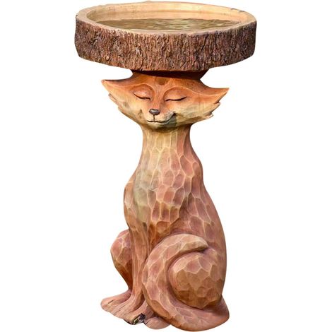 Bain Pour Oiseaux - Résine Polyresine - Design Antique en Forme de Souche d'Arbre - Extérieur et Intérieur - 1 Pièce (1/5)