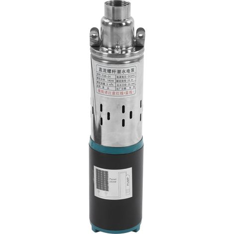 Pompe submersible solaire ZQB-24 pour puits, pompe d'irrigation 24 V CC 180 W, hauteur de refoulement de 25 m, moteur tout cuivre, pompe à vis CC à balais (1/5)