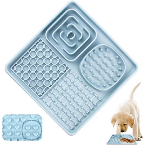 Tapis à lécher bleu pour chiens et chats, alimentation lente, soulagement de l'anxiété, silicone sans BPA, 38 ventouses (1/5)